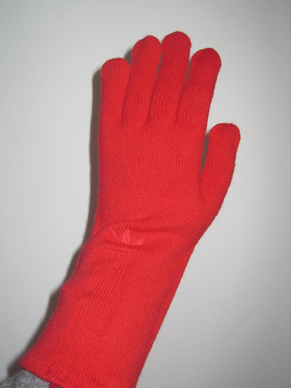 Retro Adidas Red Knitted Gloves with Embroidered Logo