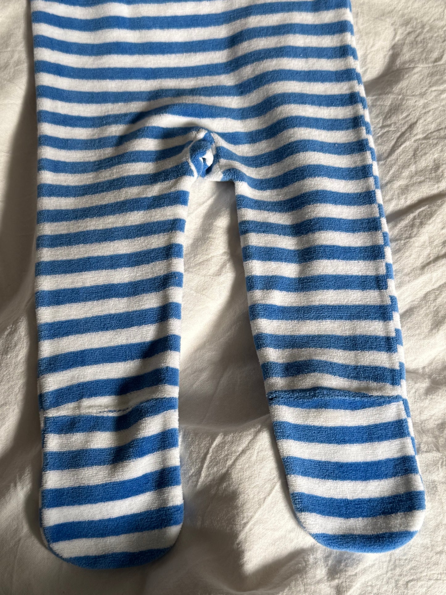 Vintage 1960s Striped Baby Romper with a Small Dog Motif