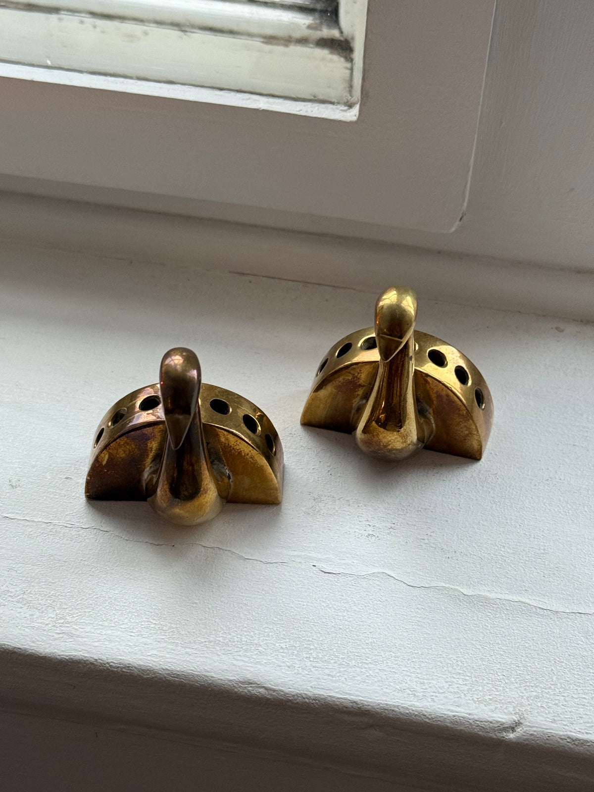 Vintage Brass Swan Cocktail Pick Holders Set of 2