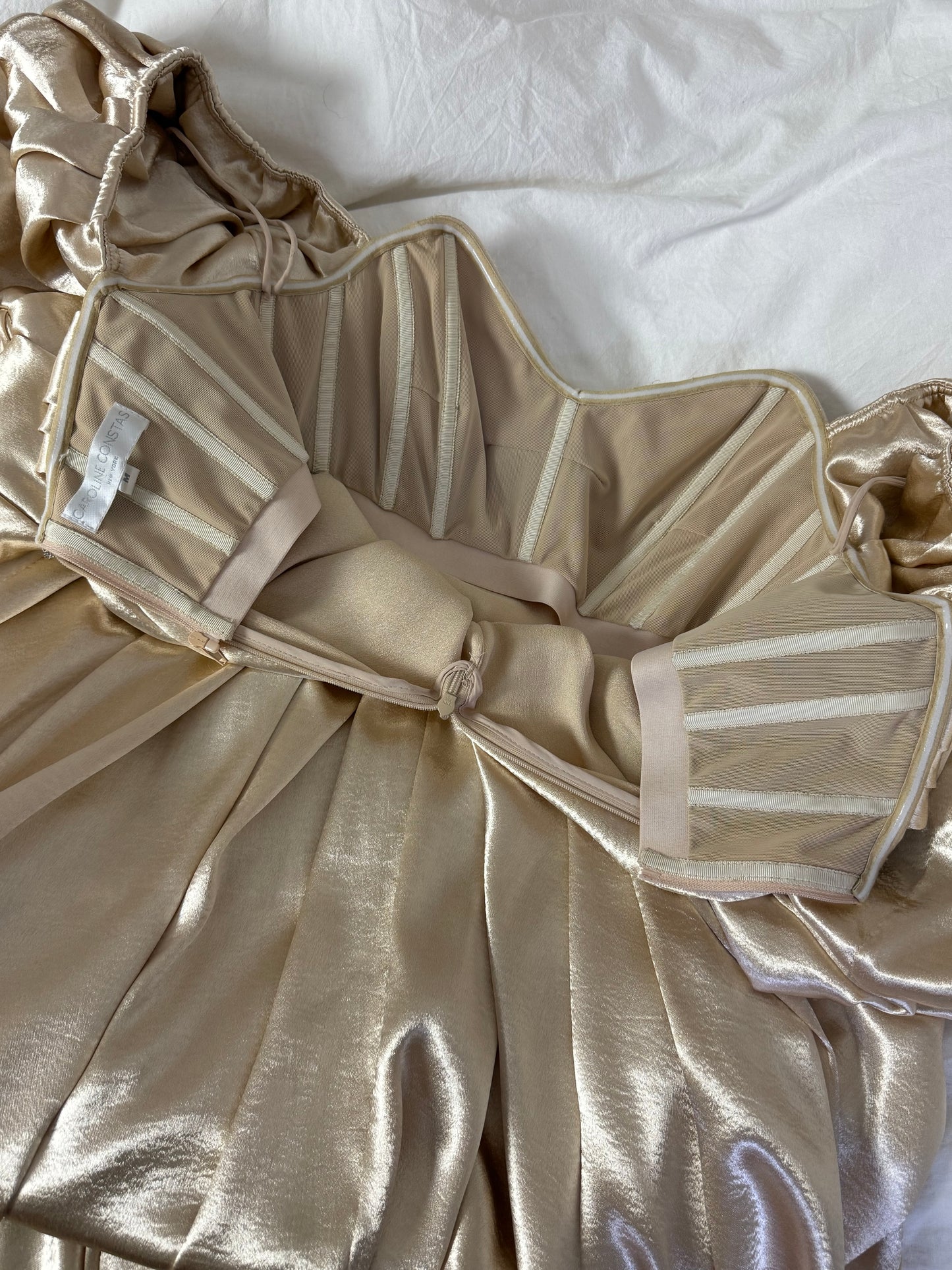 Caroline Constas Palmer Dress in Champagne