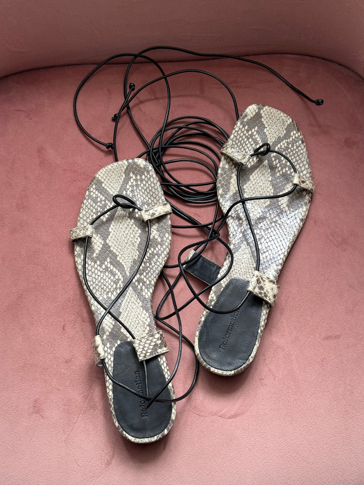 Reformation Snake Sandals