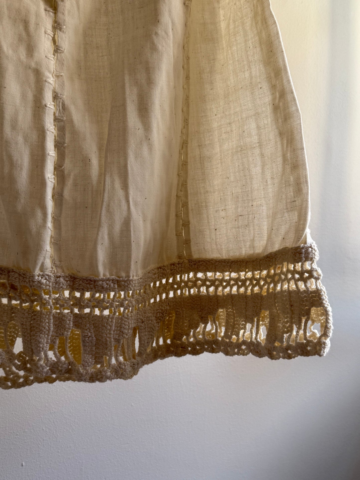 Vintage Linen Blend Crochet Trim Skirt