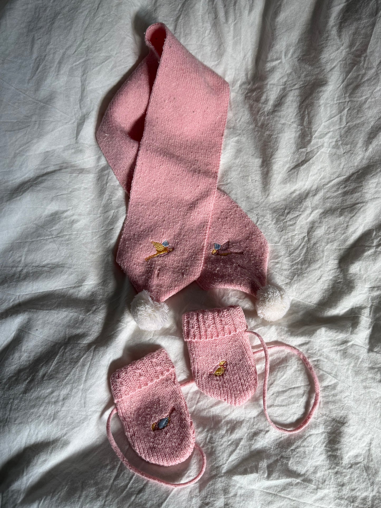 Vintage Complete Set with Knitted Trousers and Jumper + Gloves and Scarf