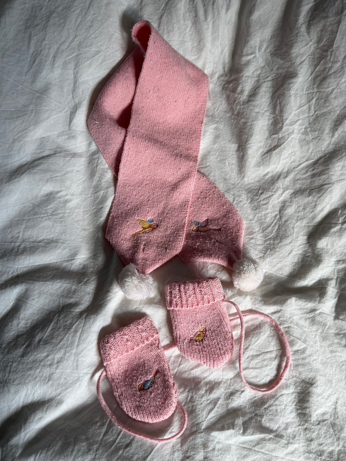 Vintage Complete Set with Knitted Trousers and Jumper + Gloves and Scarf