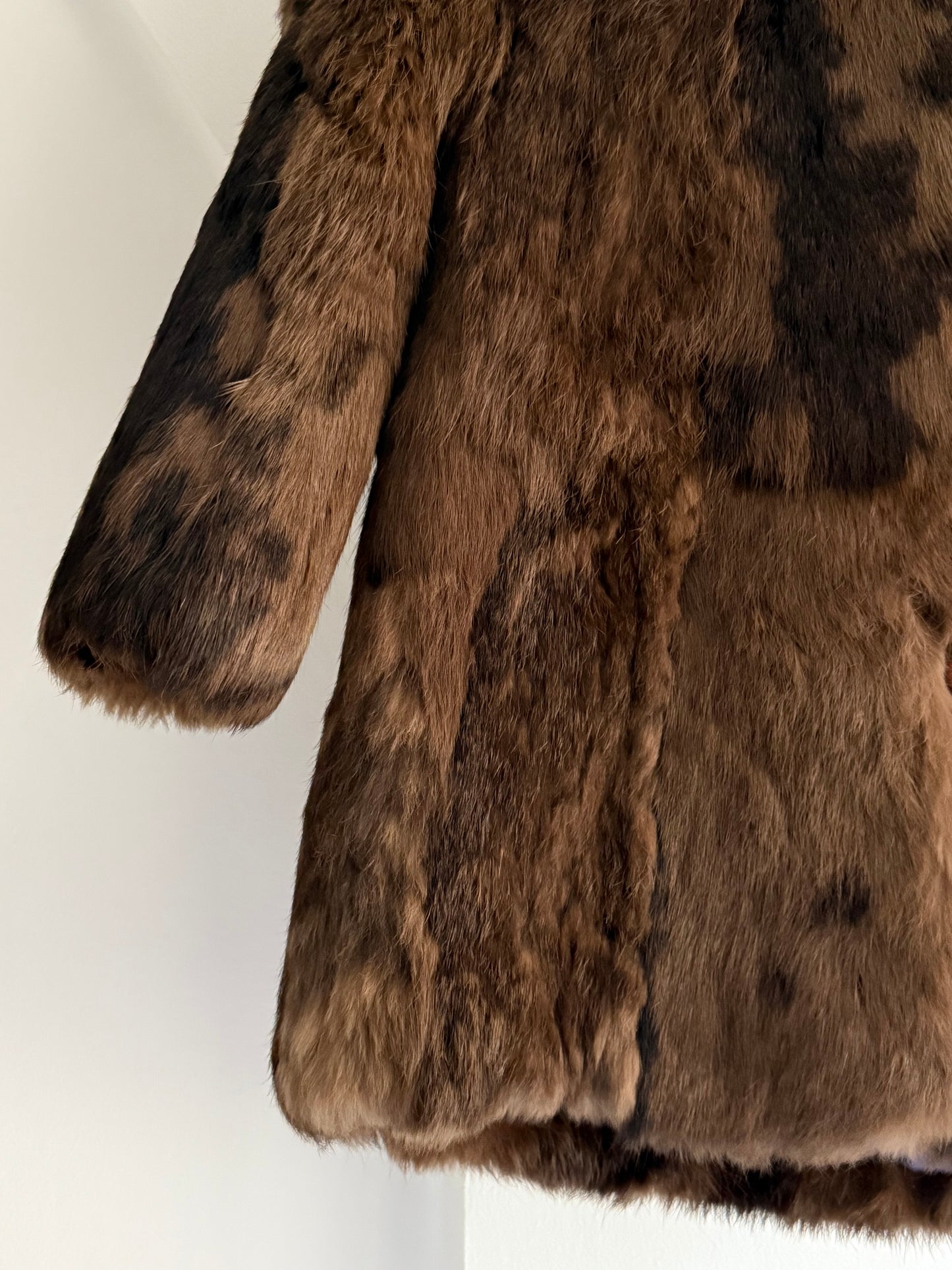 Vintage Children’s Fur Coat with Hoodie and Wood Buttons