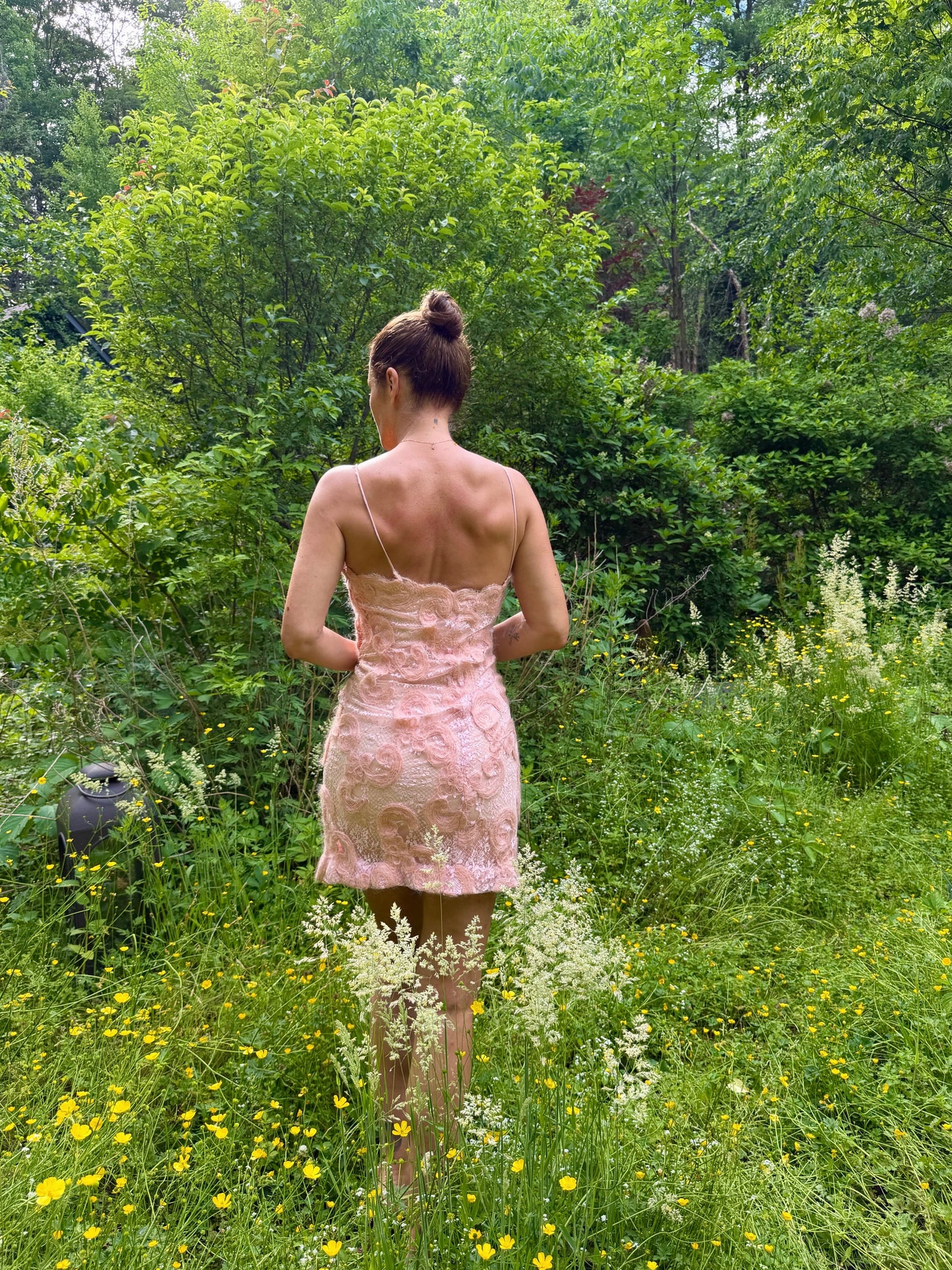 Vintage Blush 3D Floral Slip Dress