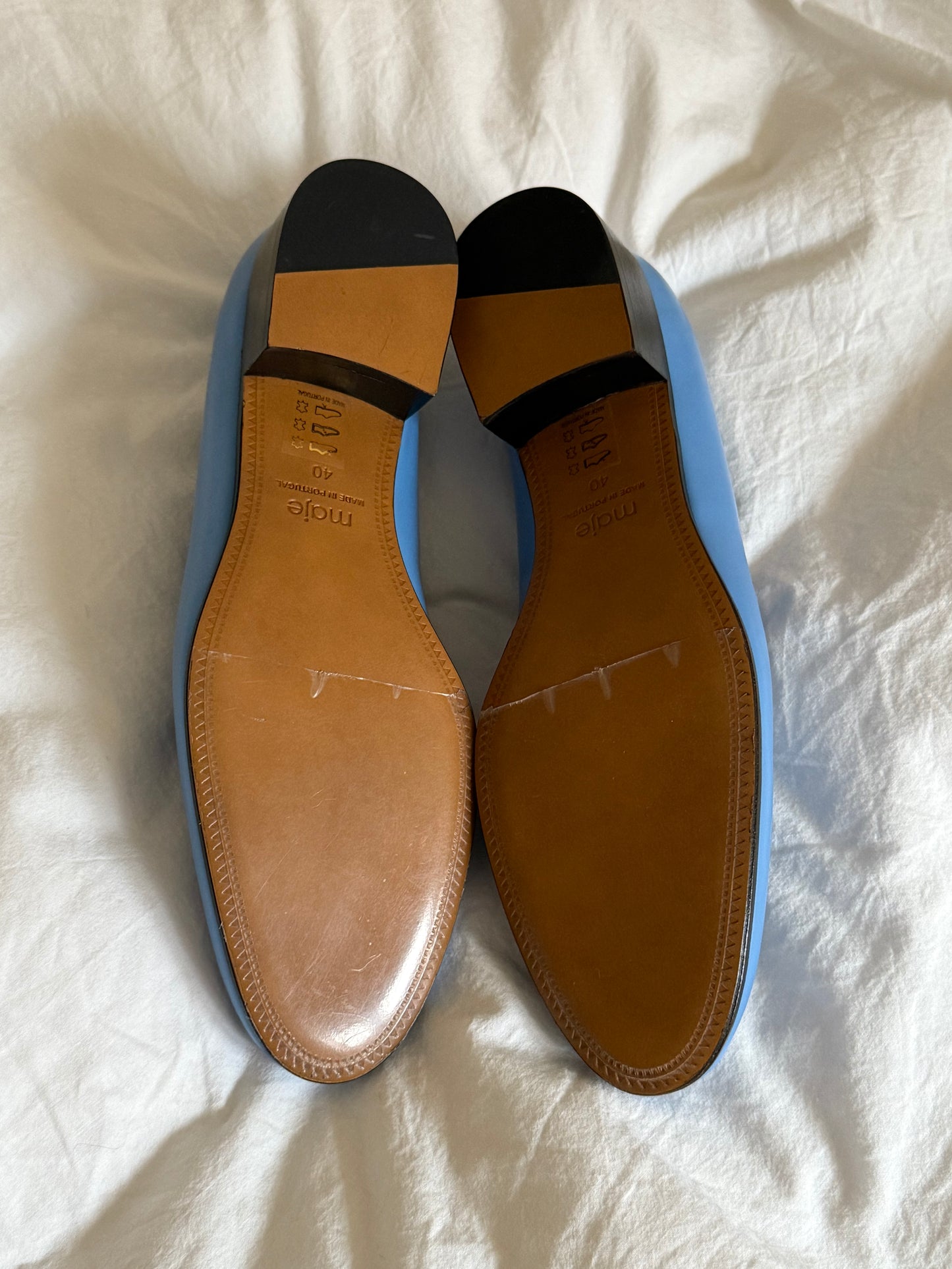 Maje Sky Blue Leather Loafers