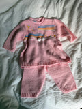 Vintage Complete Set with Knitted Trousers and Jumper + Gloves and Scarf
