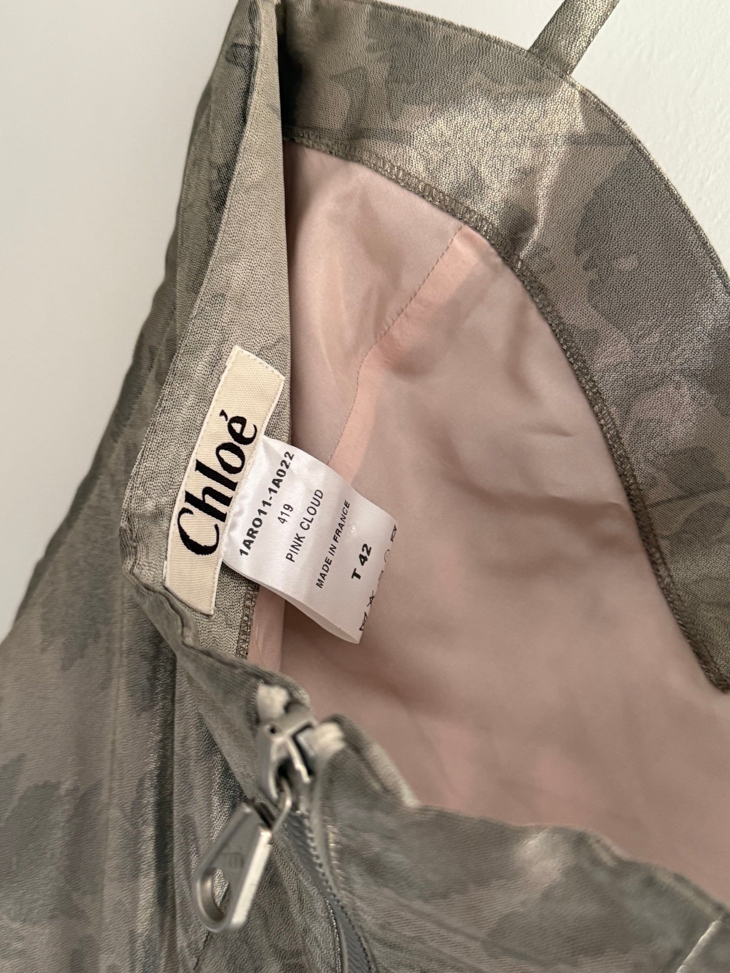 Rare Vintage 1999 Chloe Silver Floral Jacquard Halterneck Dress