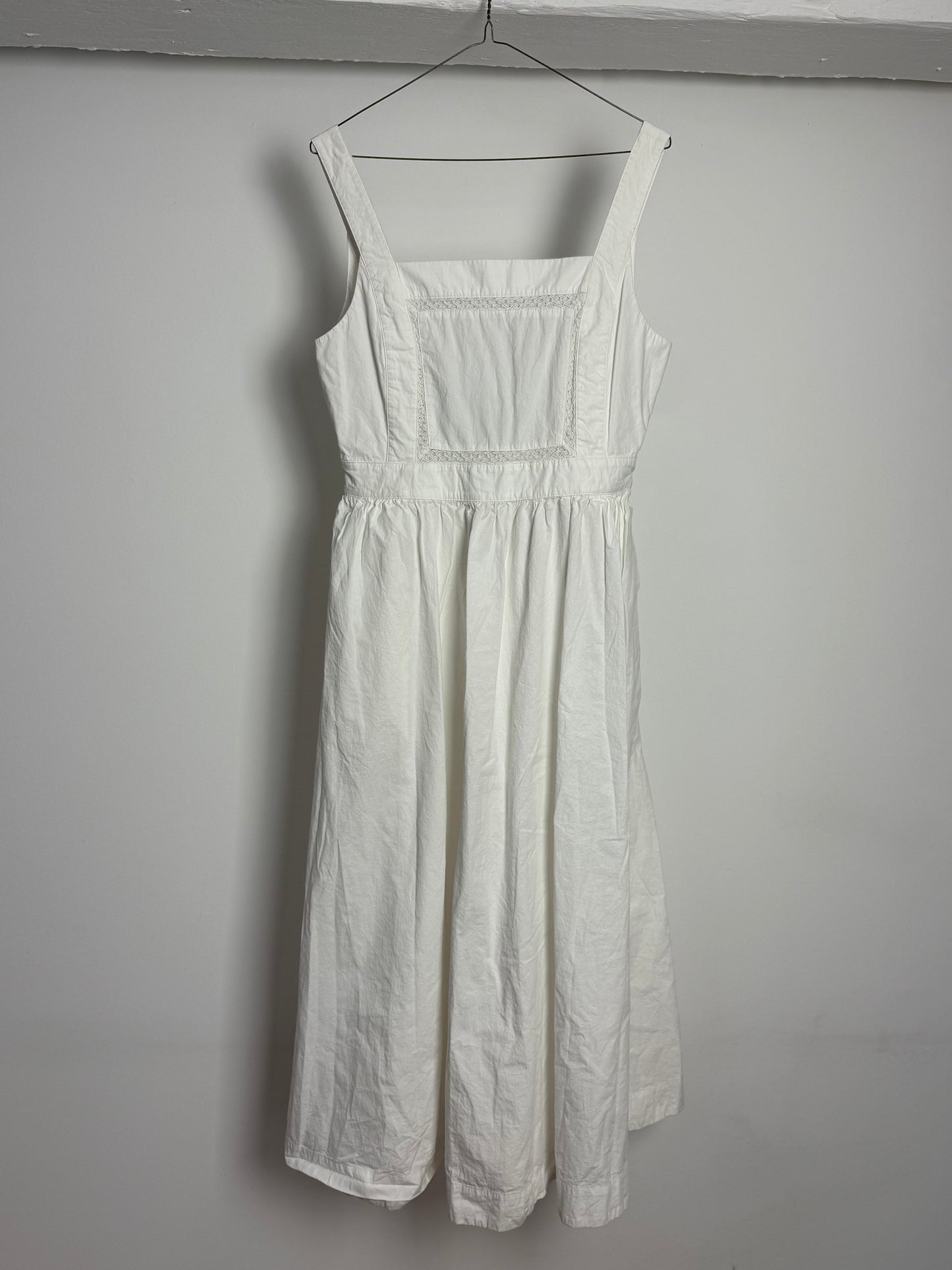 Ciao Lucia White Open Back Cotton Midi Dress with Bow Detail