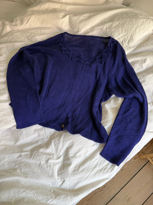 Vintage Indigo Cardigan with Bows