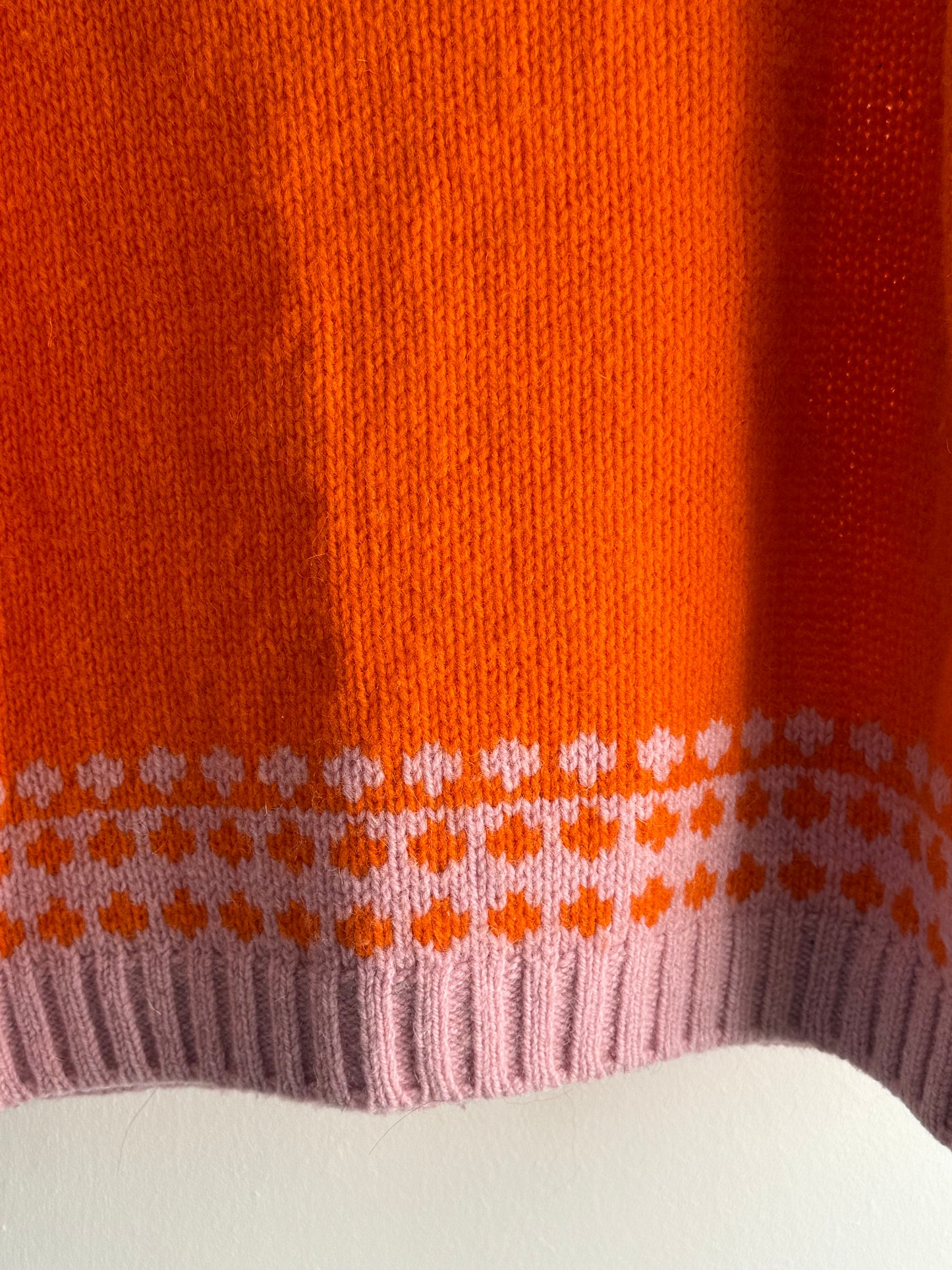 Mads Nørgaard Orange and Pink Wool Fair Isle Knit Sweater
