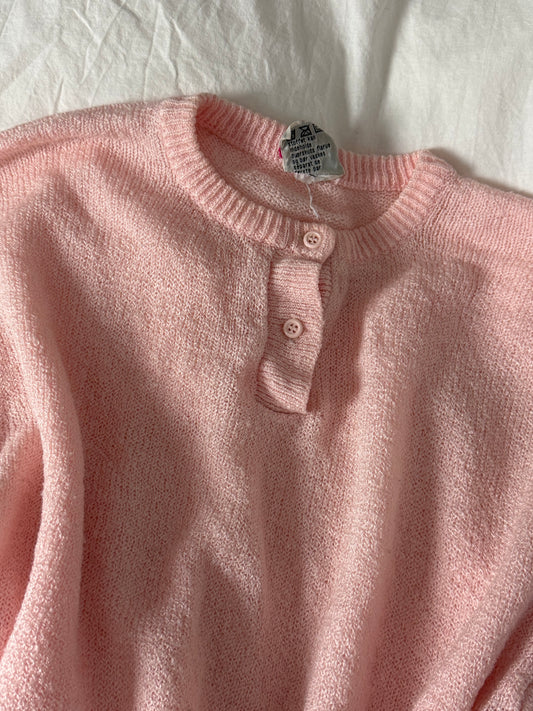 Vintage Pink Henley Knit