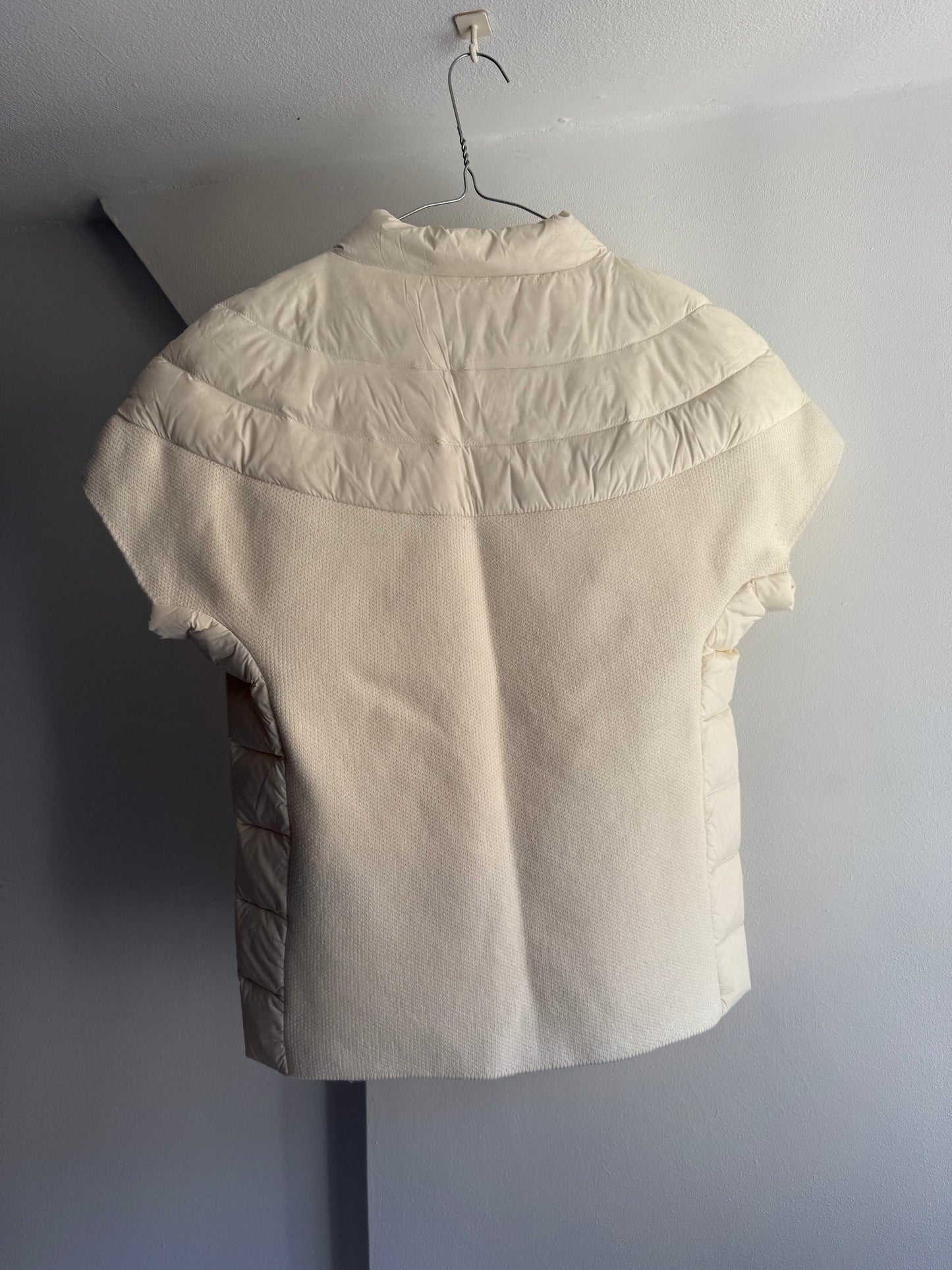 Donna Karan Cream Quilted Puffer and Knit Vest