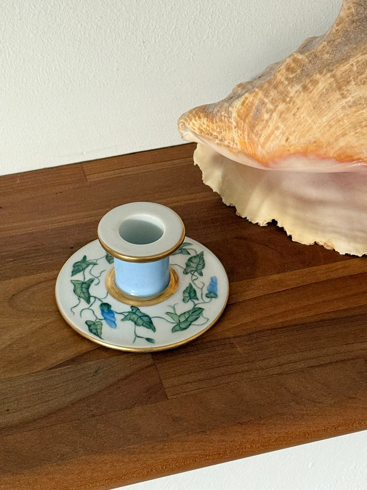 Vintage 1934 Hand Painted Floral Porcelain Candle Holder