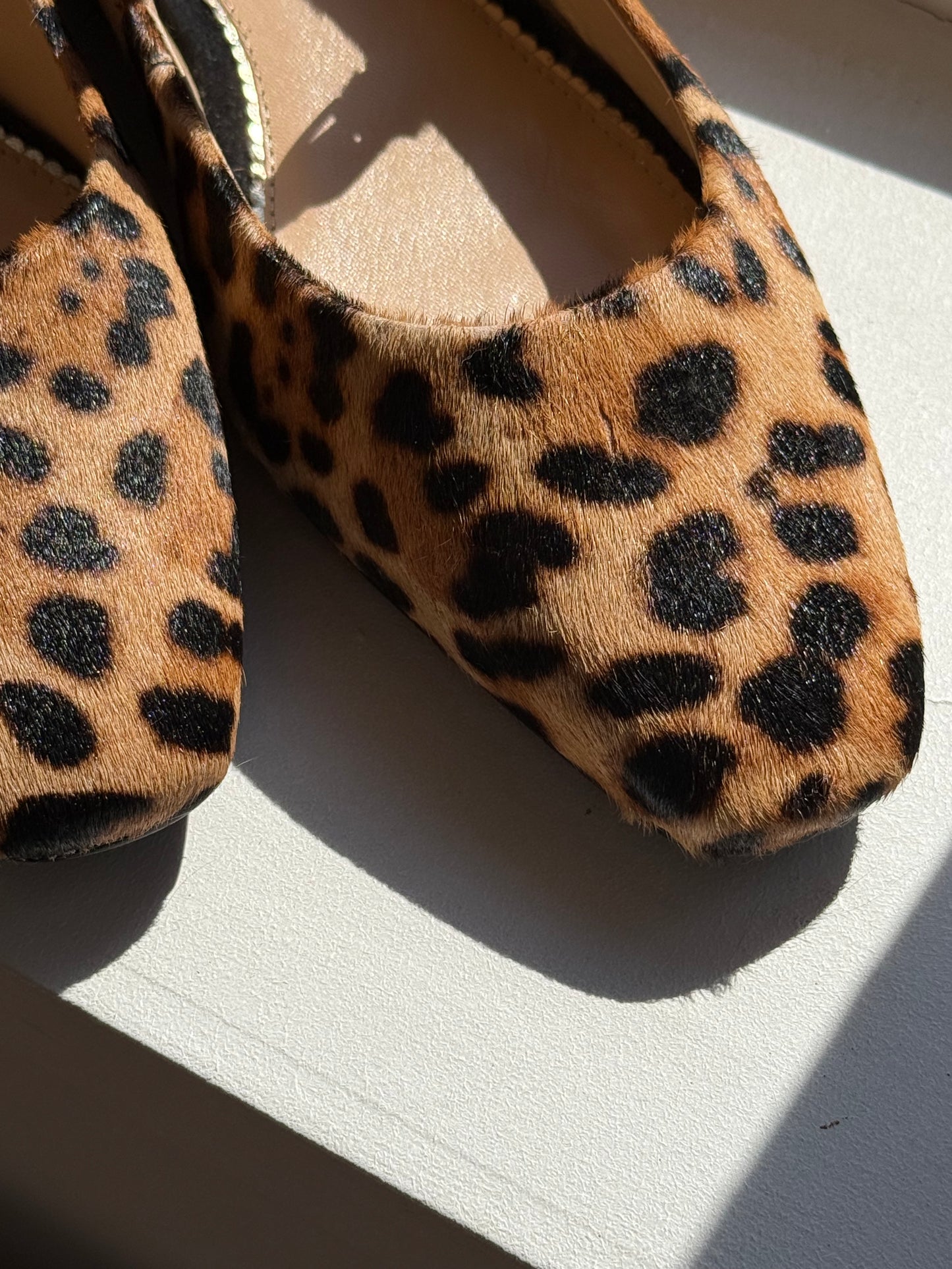 BODEN Leopard Print Mary Jane Ballet Flats in Pony Hair