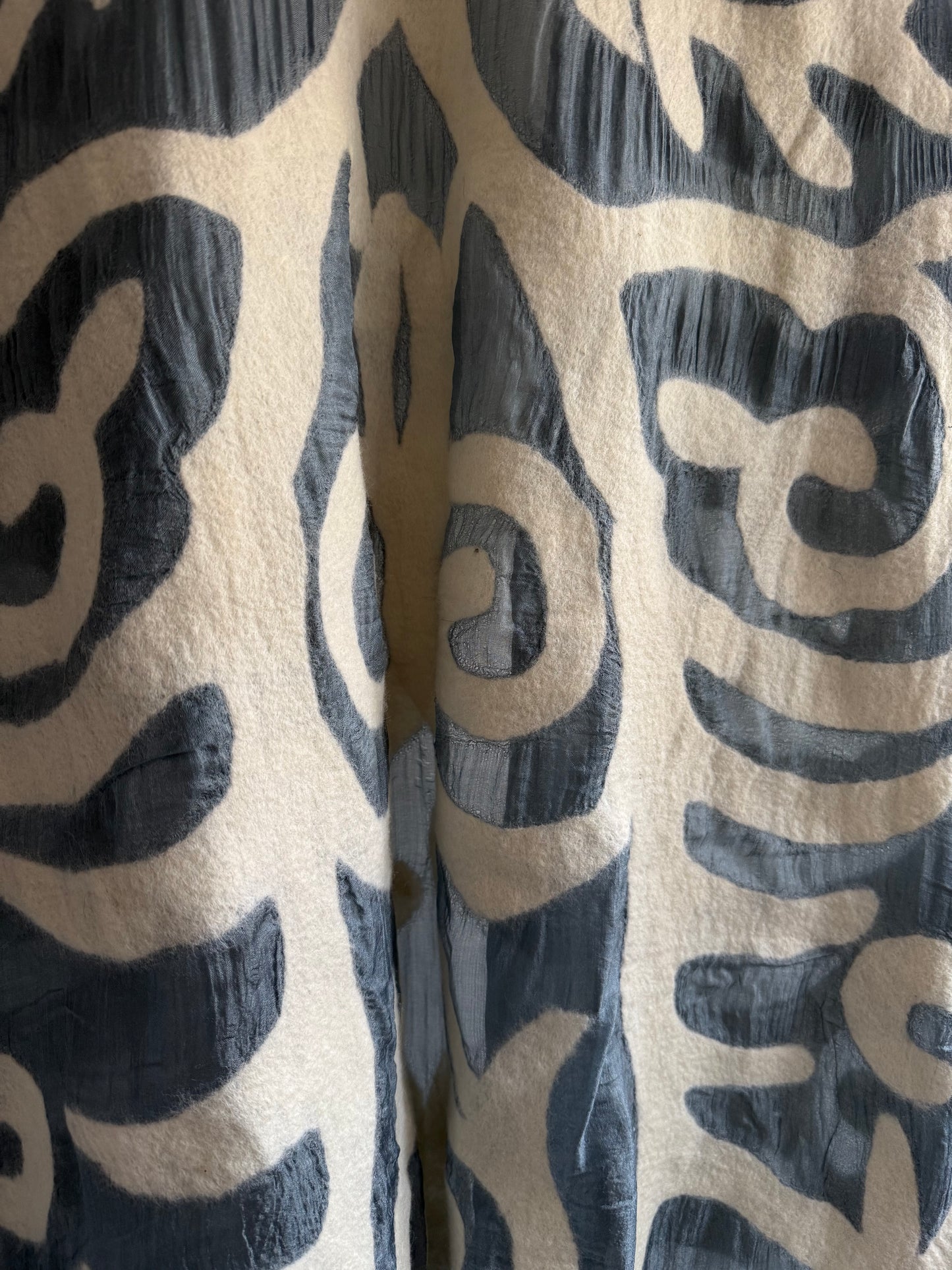 Vintage Long Kimono with Abstract Appliqué Detailing