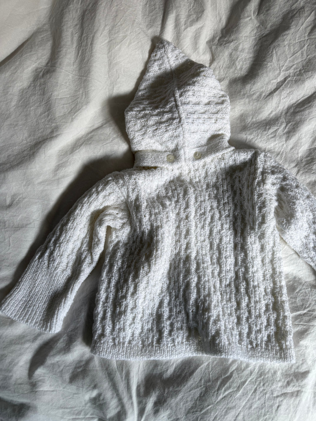 Vintage Baby Knitted Cardigan with Detachable Hood