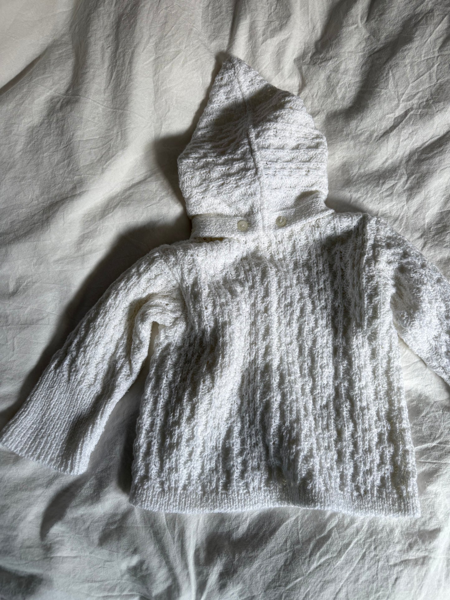 Vintage Baby Knitted Cardigan with Detachable Hood
