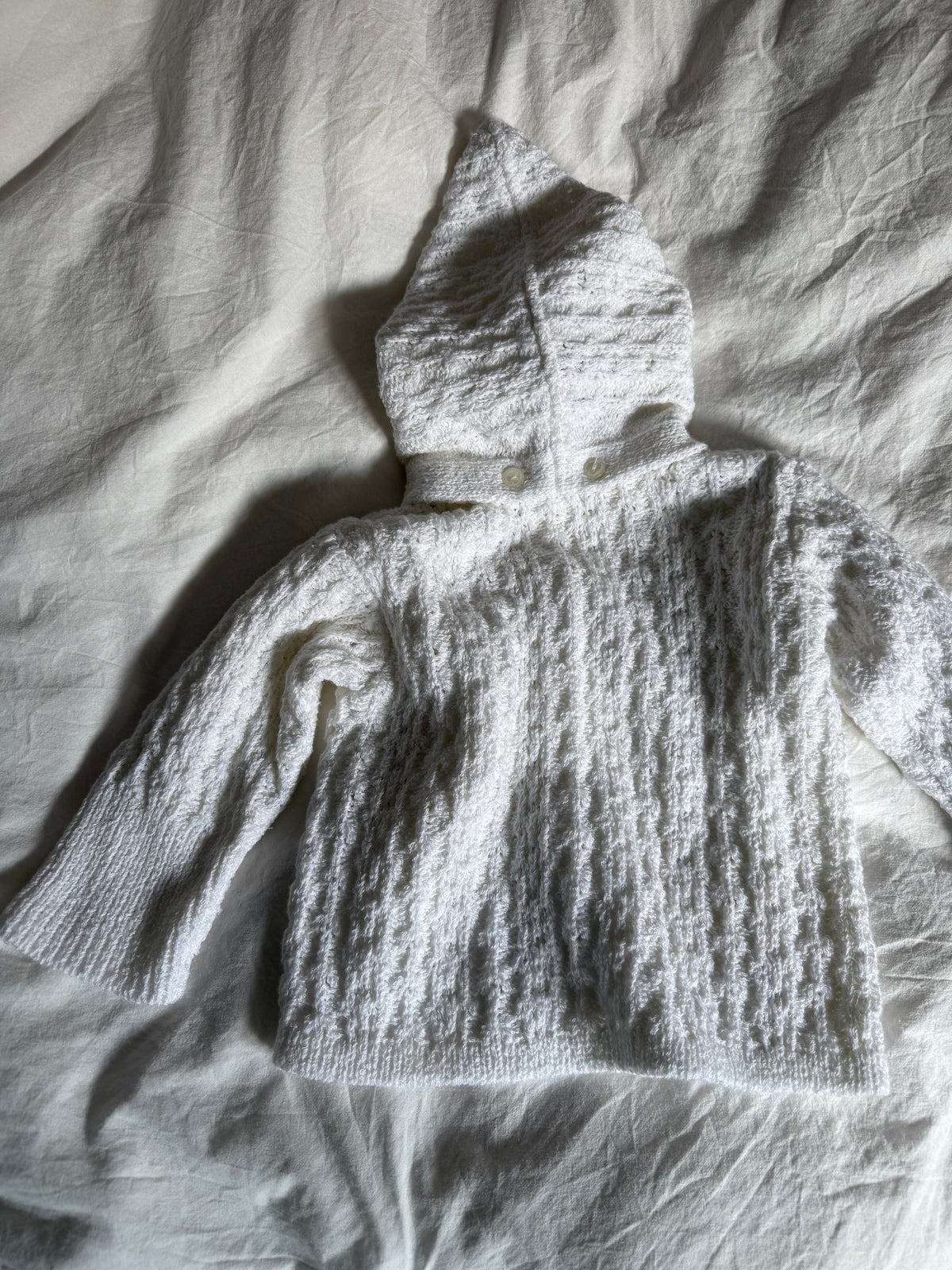 Vintage Baby Knitted Cardigan with Detachable Hood