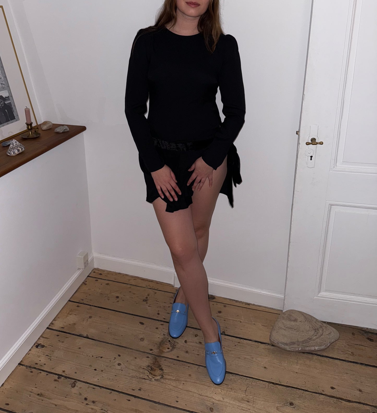 Camille Rowe x Reformation Mini Black Dress