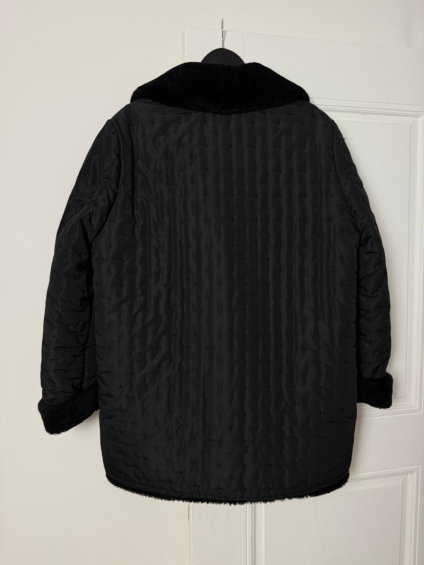 Rare Vintage Elisa Sori Quilted Coat with Soft Faux Shearling