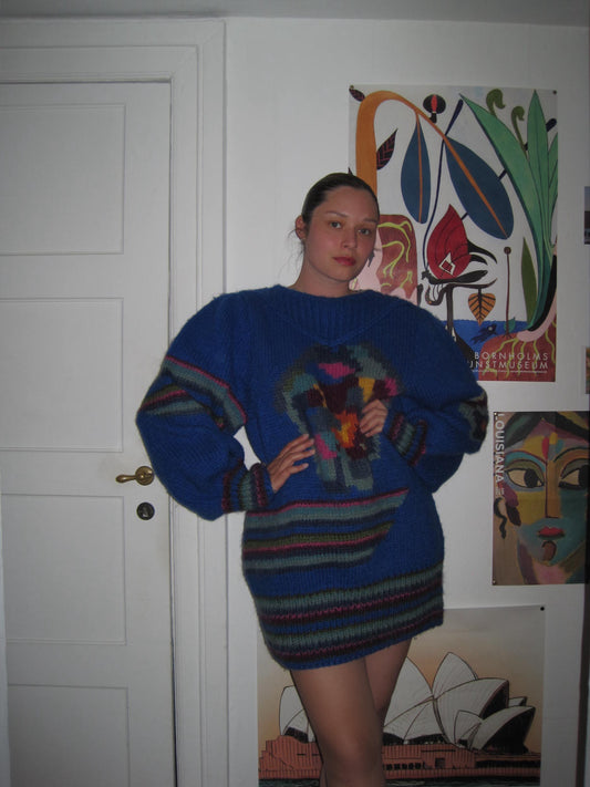 Vintage Wool Sweater-Dress in Bright Colors