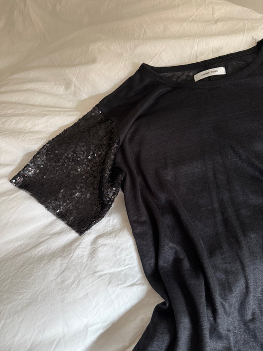 Anine Bing T-shirt with Sequin Sleeves