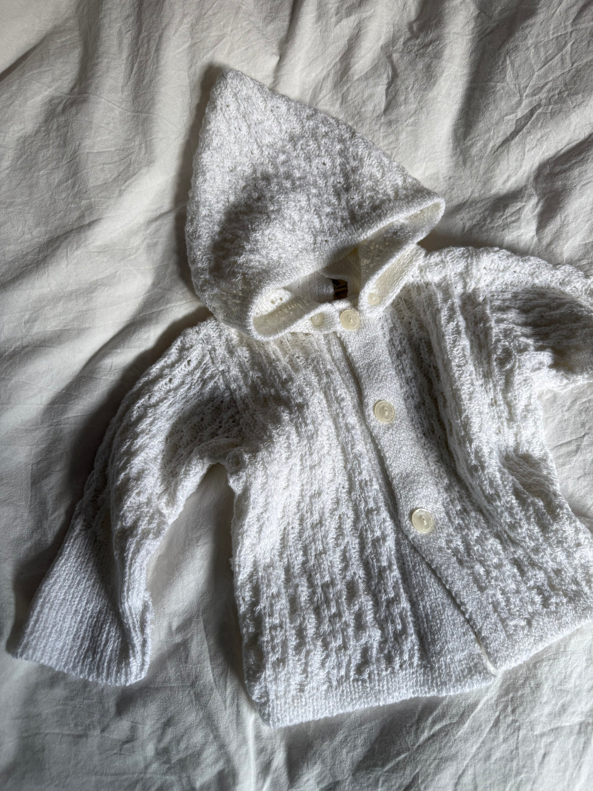 Vintage Baby Knitted Cardigan with Detachable Hood
