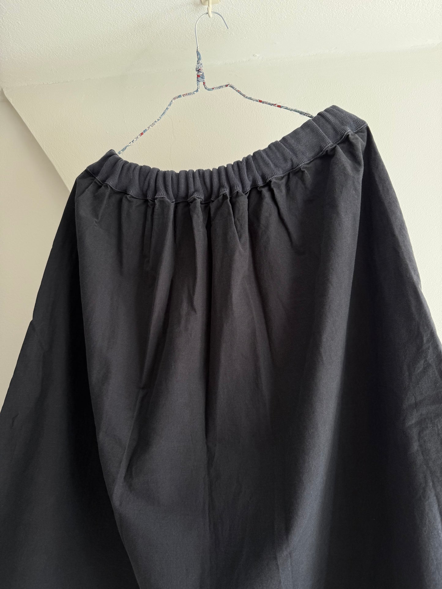 Mads Nørgaard Black Cotton Drawstring Midi Skirt With Raw Hem