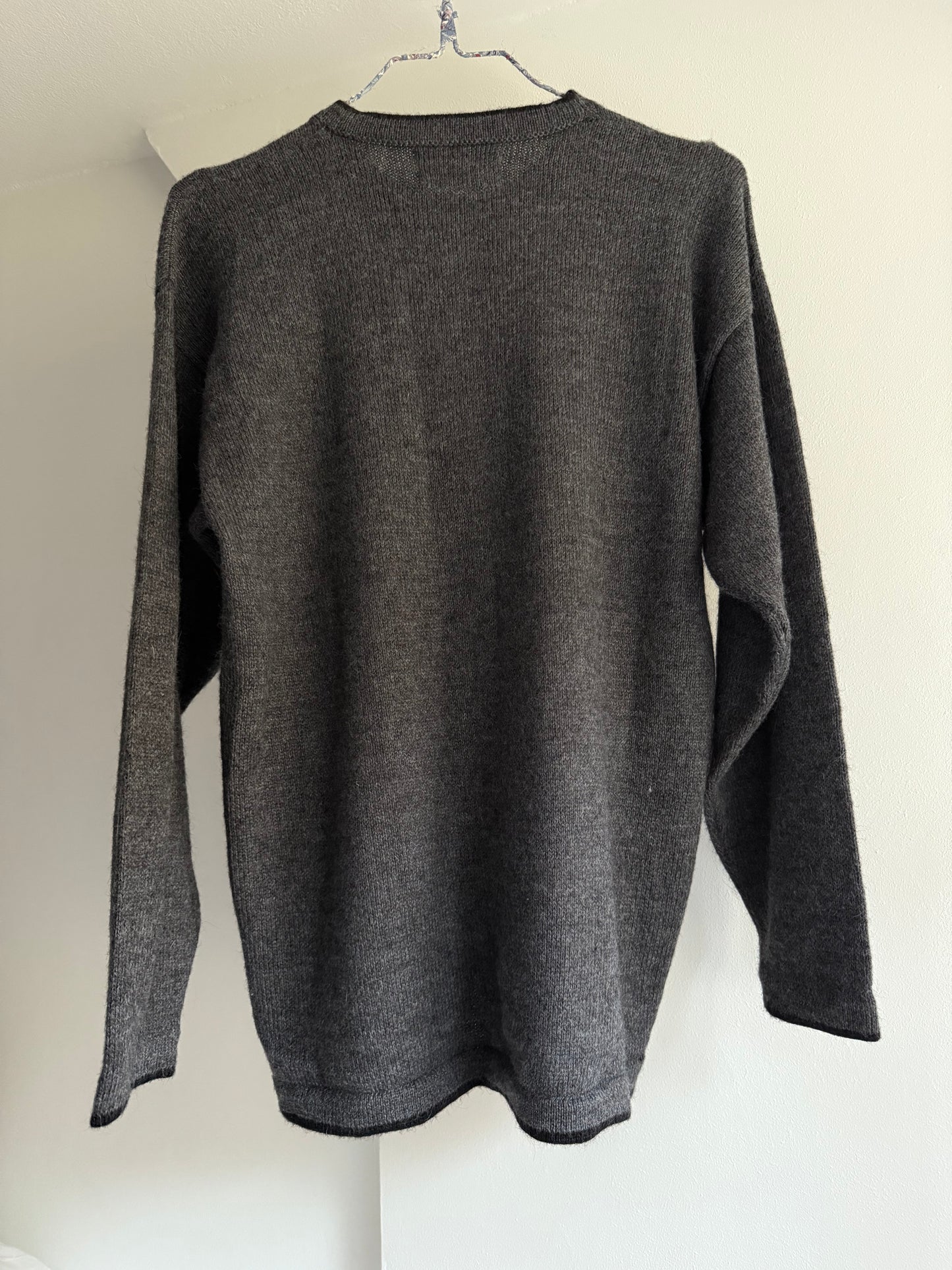 Vintage Alpaca Peru Sweater with Church Pattern