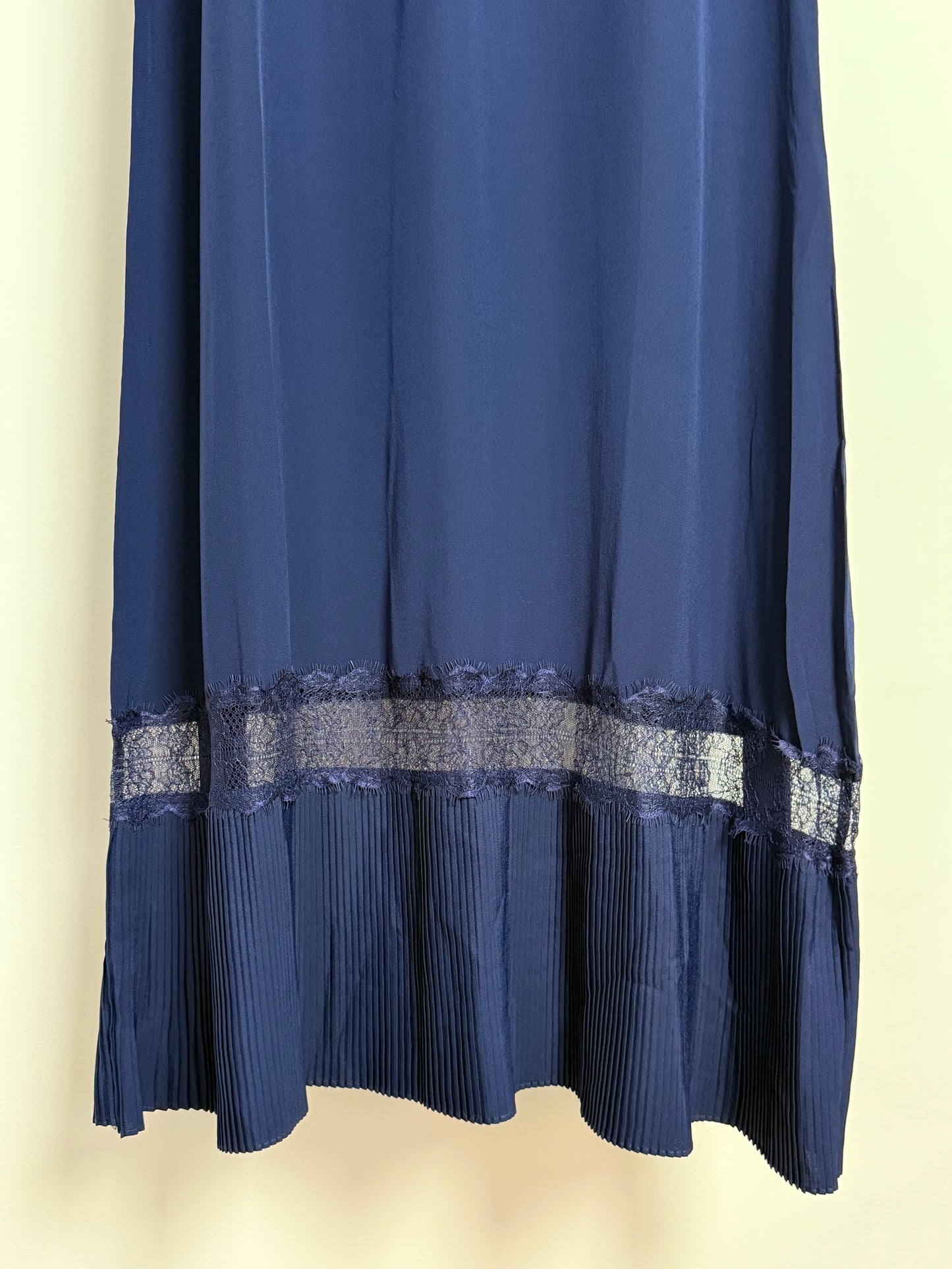 Sleeping with Jacques Midnight Blue Maxi Dress with Waistband and Lace Details