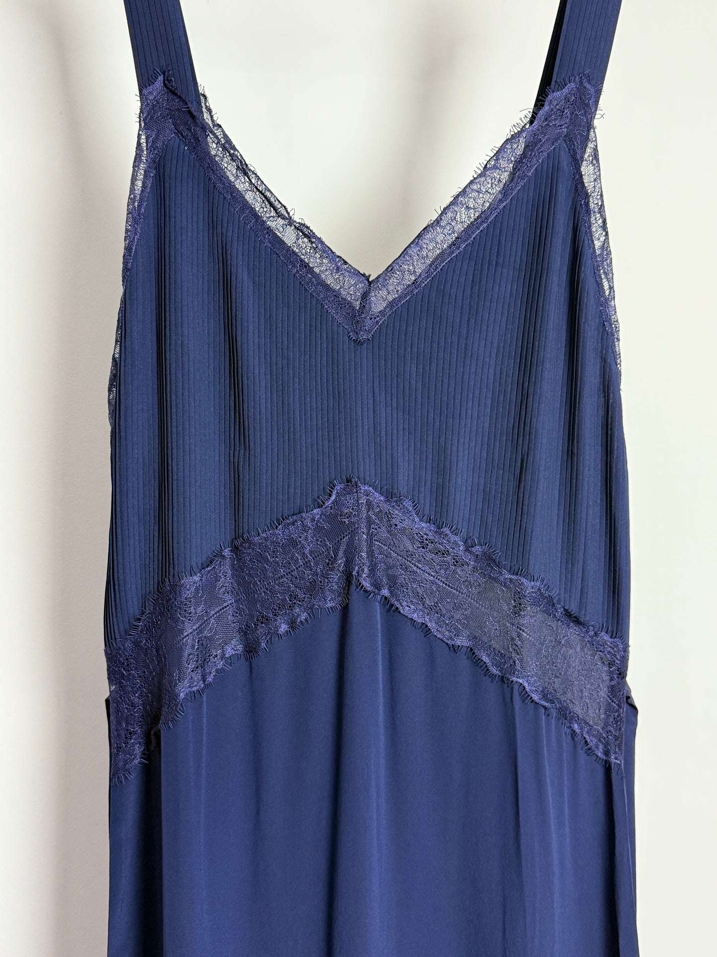 Sleeping with Jacques Midnight Blue Maxi Dress with Waistband and Lace Details
