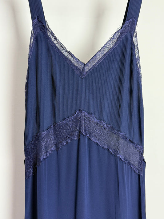 Sleeping with Jacques Midnight Blue Maxi Dress with Waistband and Lace Details