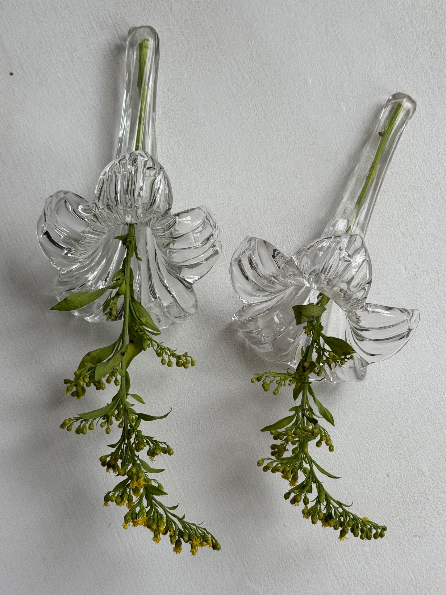 Pair of Vintage Glass Lily Vases