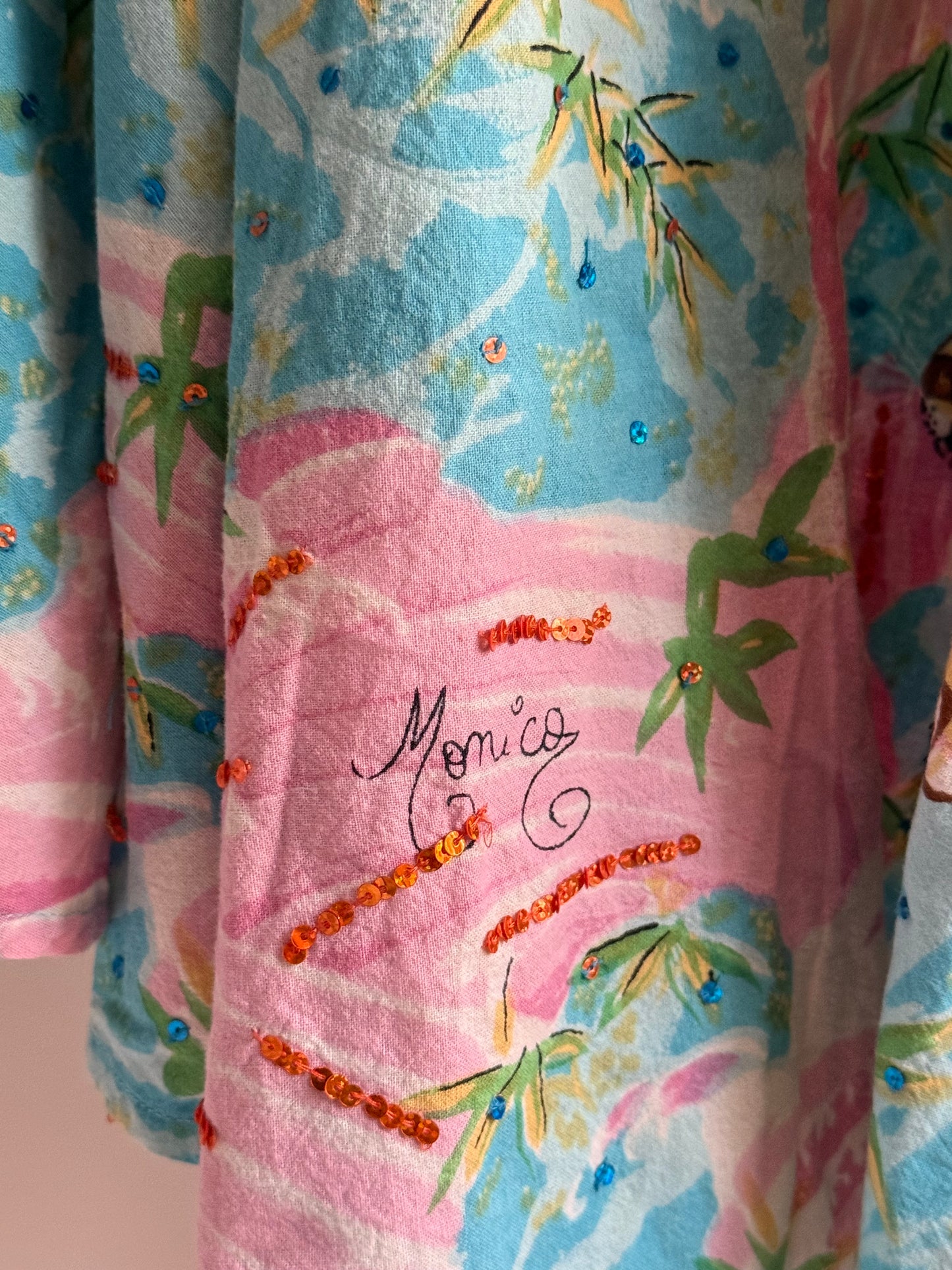 Rare Vintage Monica Paris Embellished Tiger Print Skirt