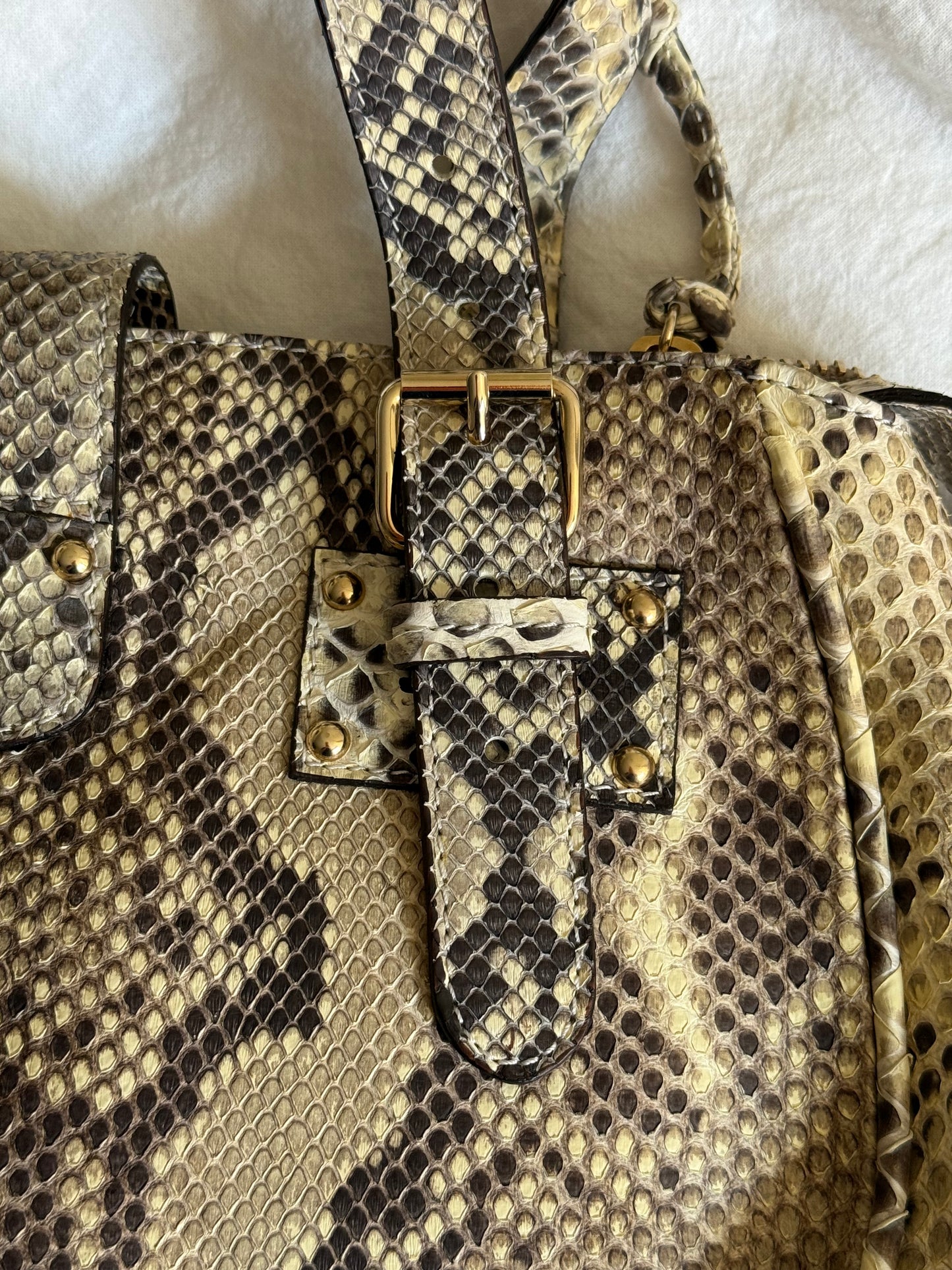 Vintage 00s Alessandro Dell’Acqua Python Leather Handbag