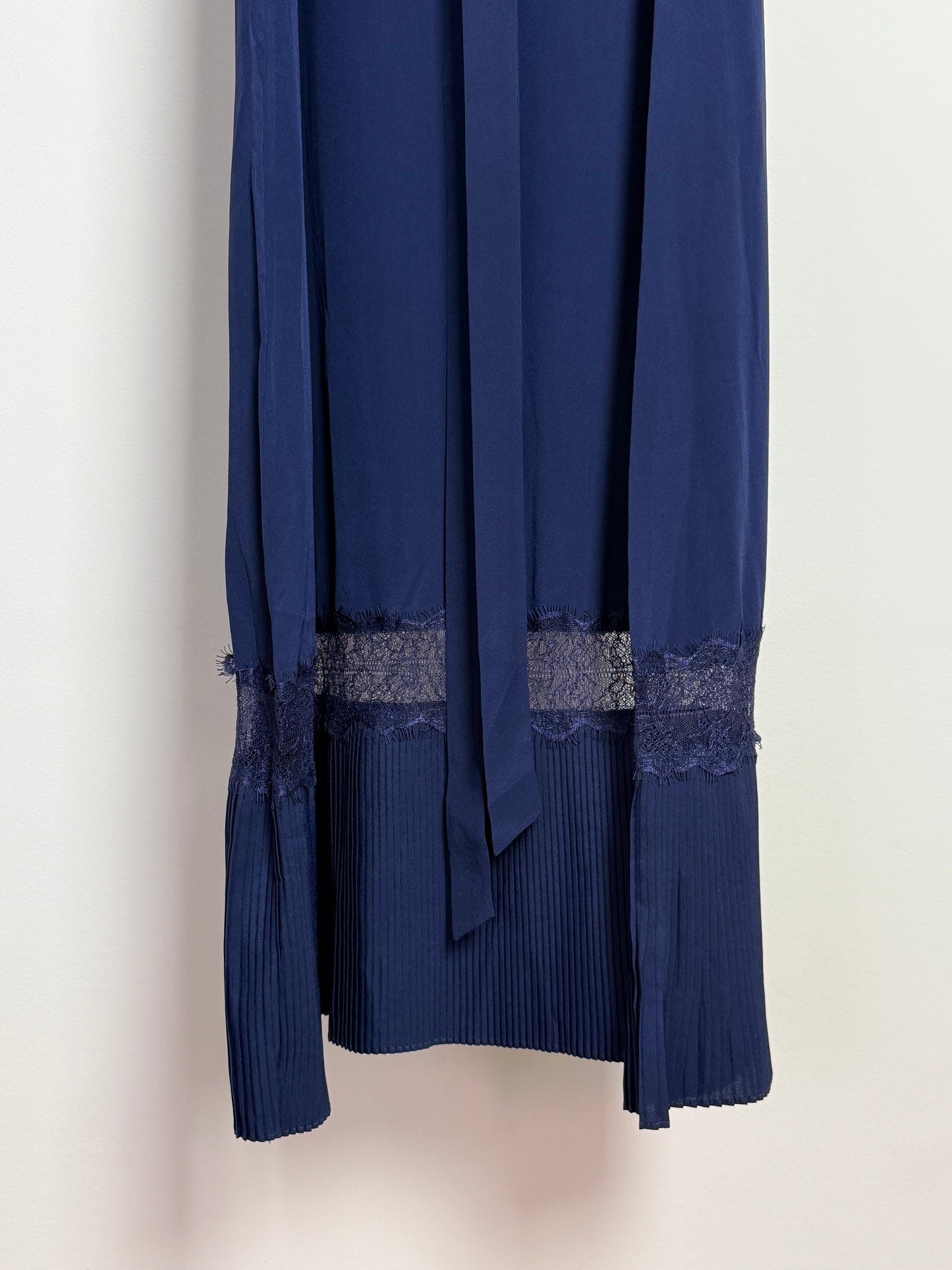 Sleeping with Jacques Midnight Blue Maxi Dress with Waistband and Lace Details