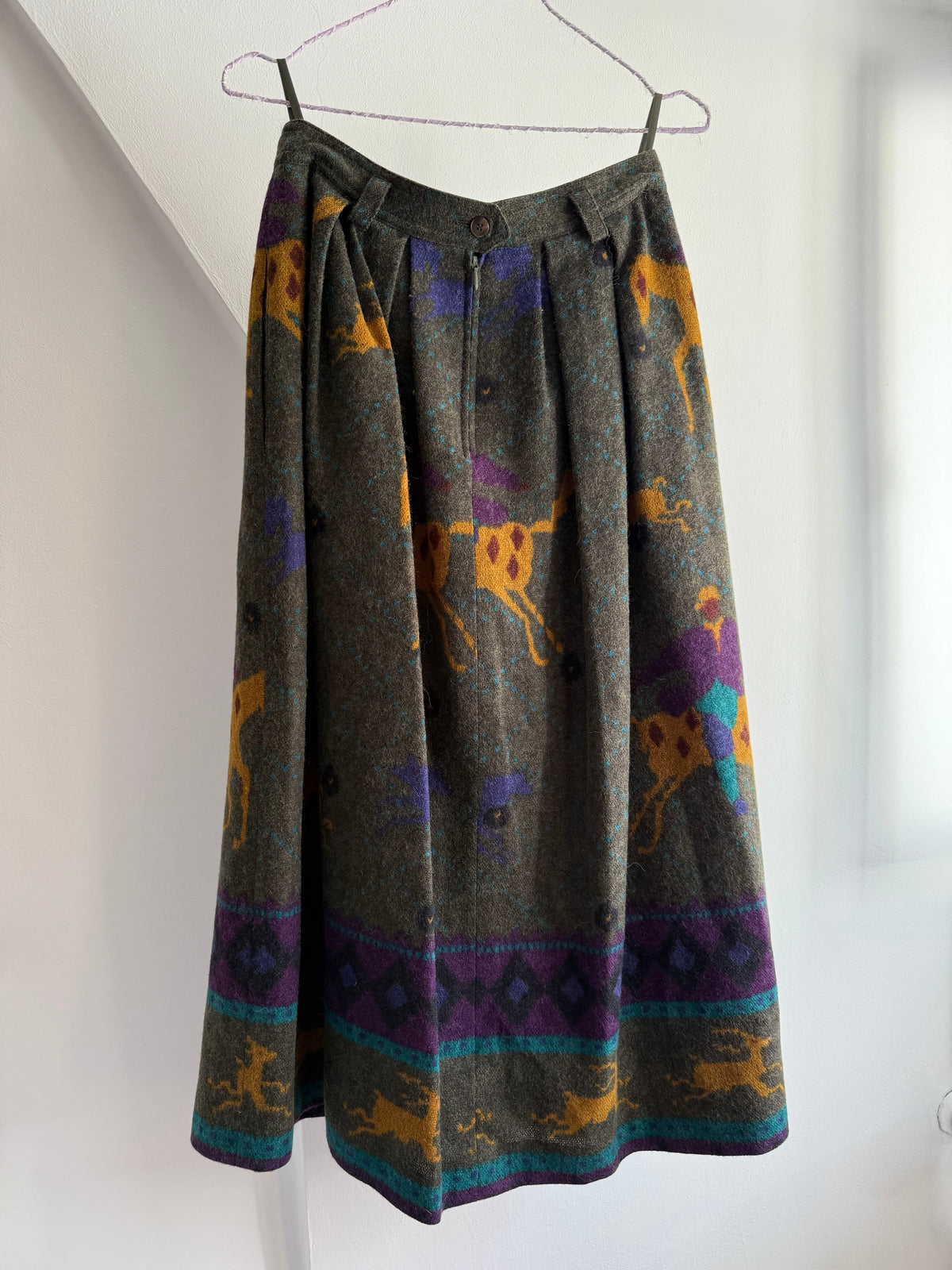 Vintage Rare Mondi Equestrian Wool Midi Skirt