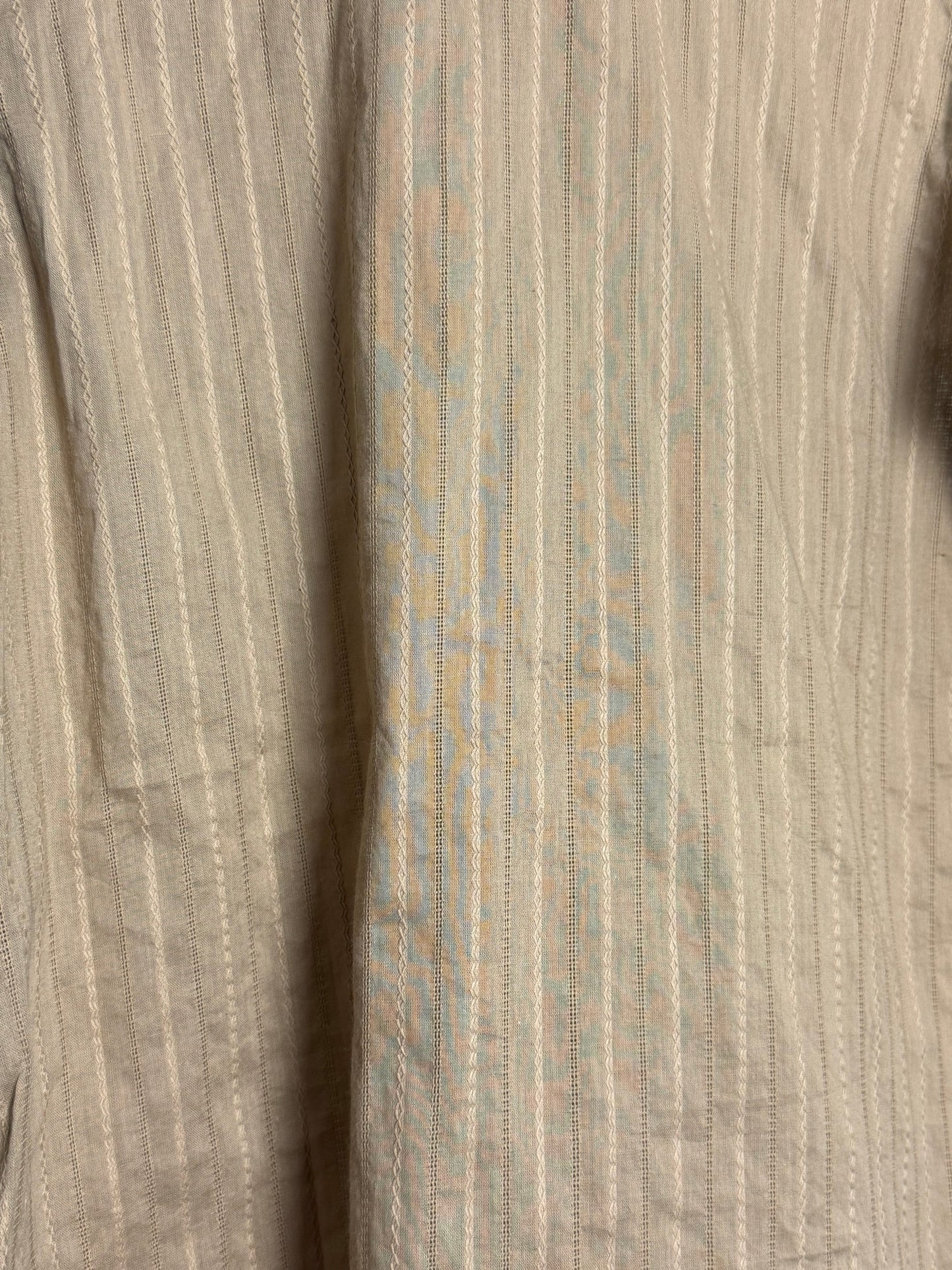 Christensen x Sigersen Beige Textured Cotton Blouse with Cropped Sleeves and Embroidered Star Detail