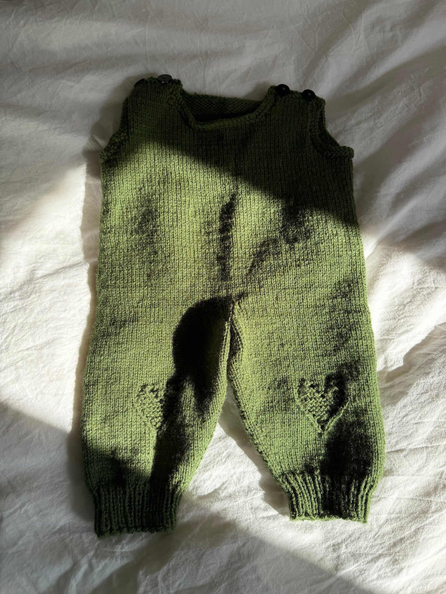 Vintage Handknit Baby Romper with Heart Details