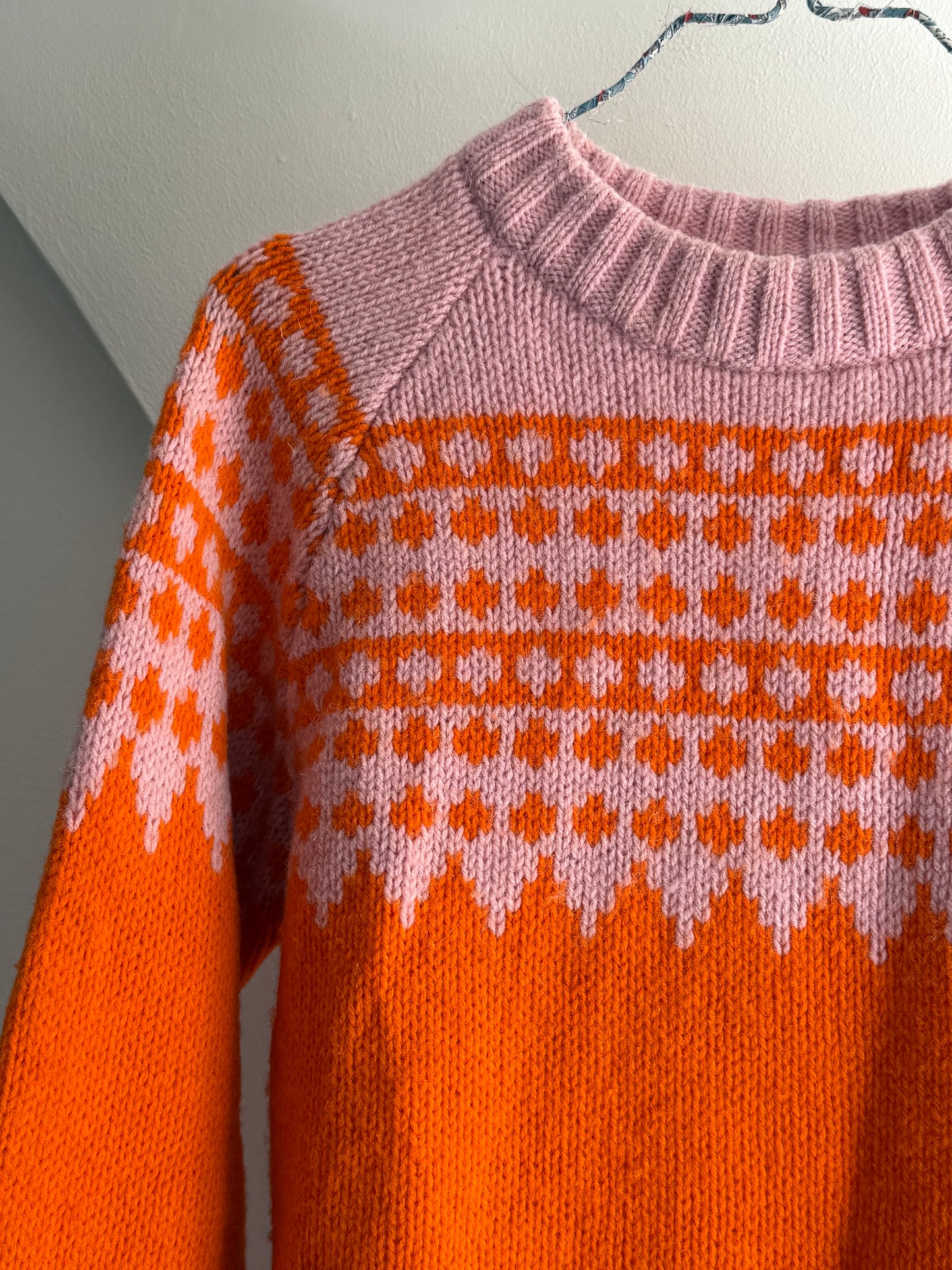 Mads Nørgaard Orange and Pink Wool Fair Isle Knit Sweater