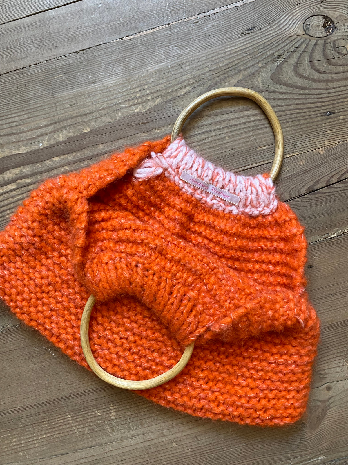 Vintage Orange Knitted Handbag