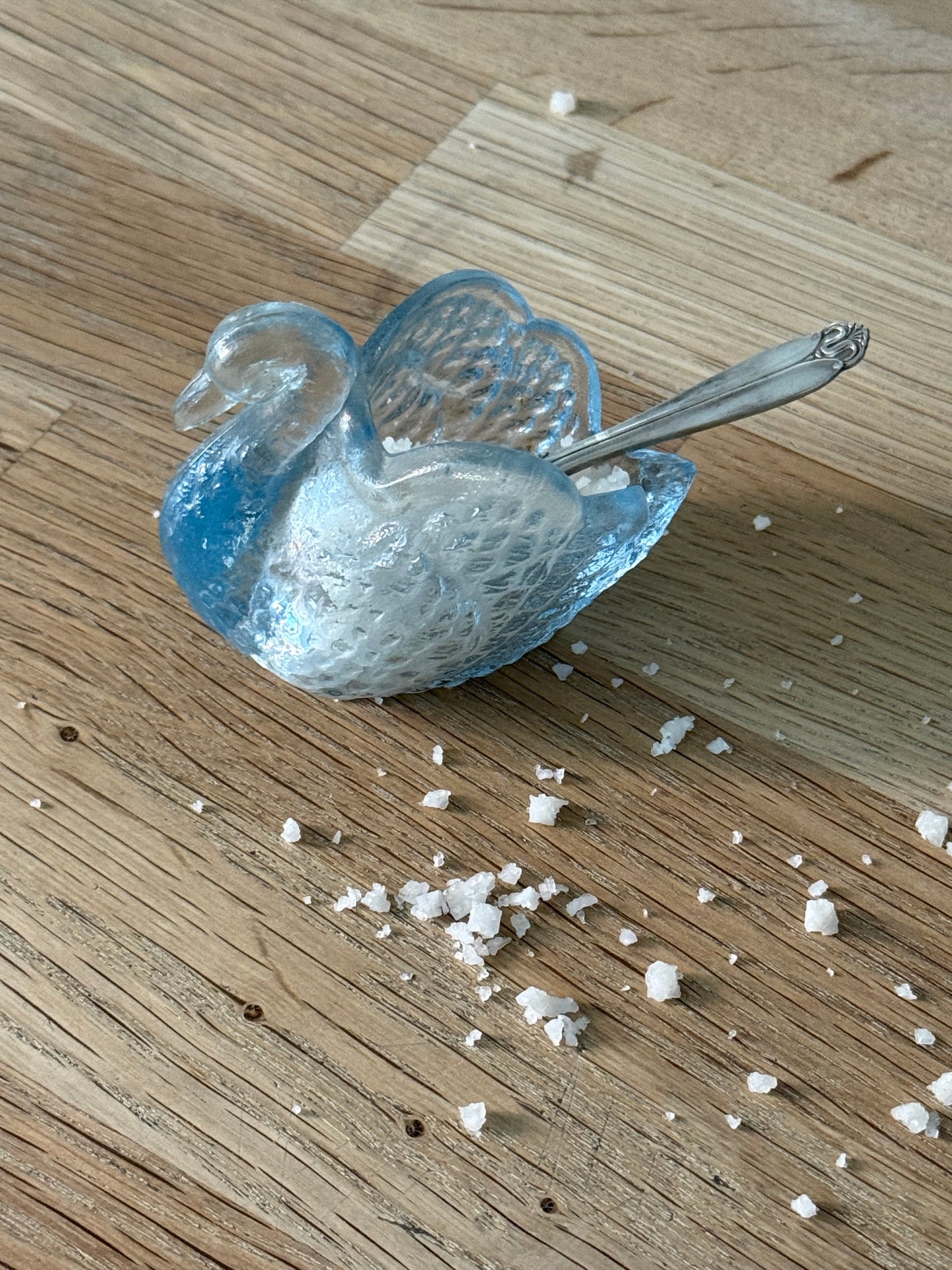 Vintage Swan Salt Cellar with Small Vintage Spoon