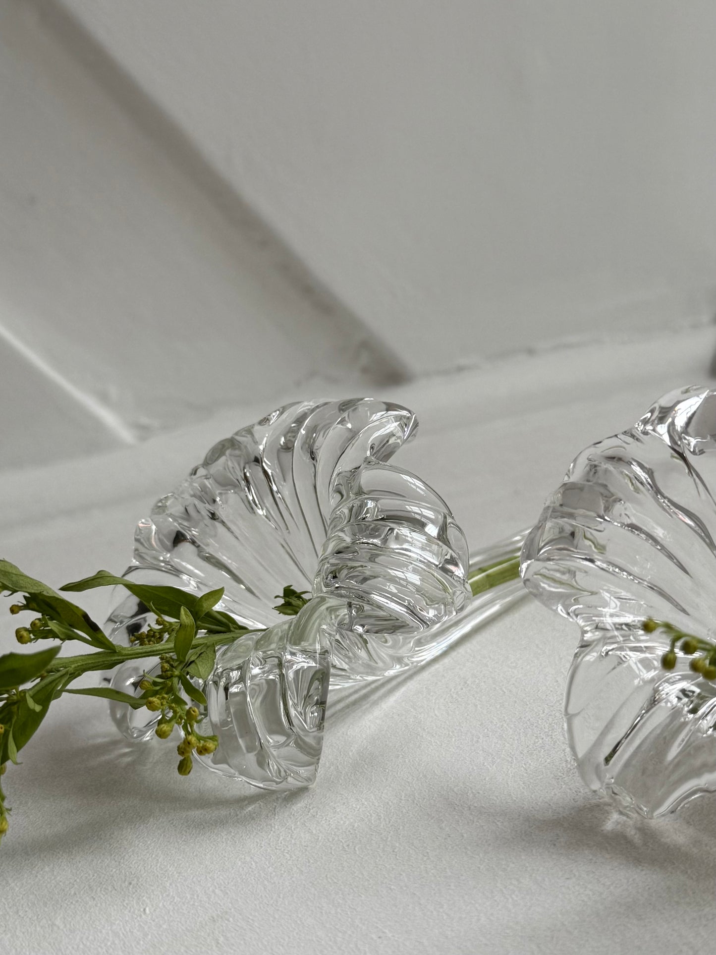 Pair of Vintage Glass Lily Vases