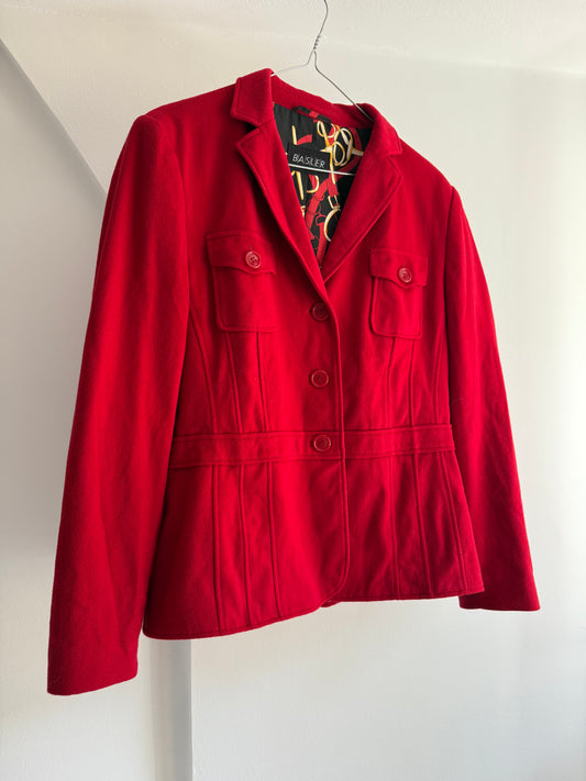 Vintage Basler Red Wool/Cashmere Blend Blazer