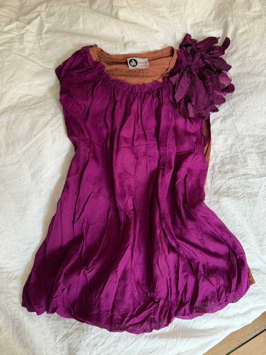Vintage Lanvin Paris Silk Floral Shoulder Top