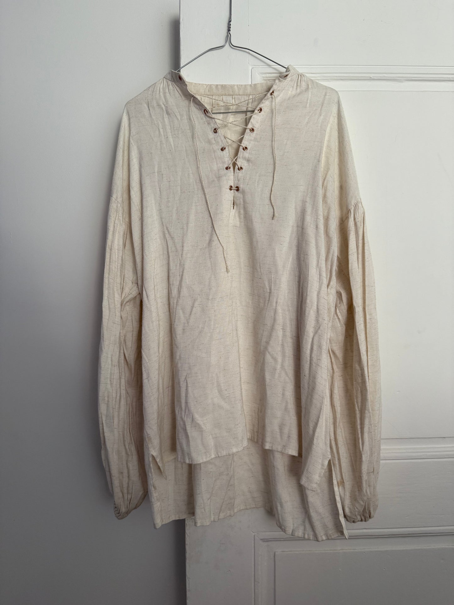 Vintage Ivory Sailor Lace-Up Linen Tunic Blouse/Dress