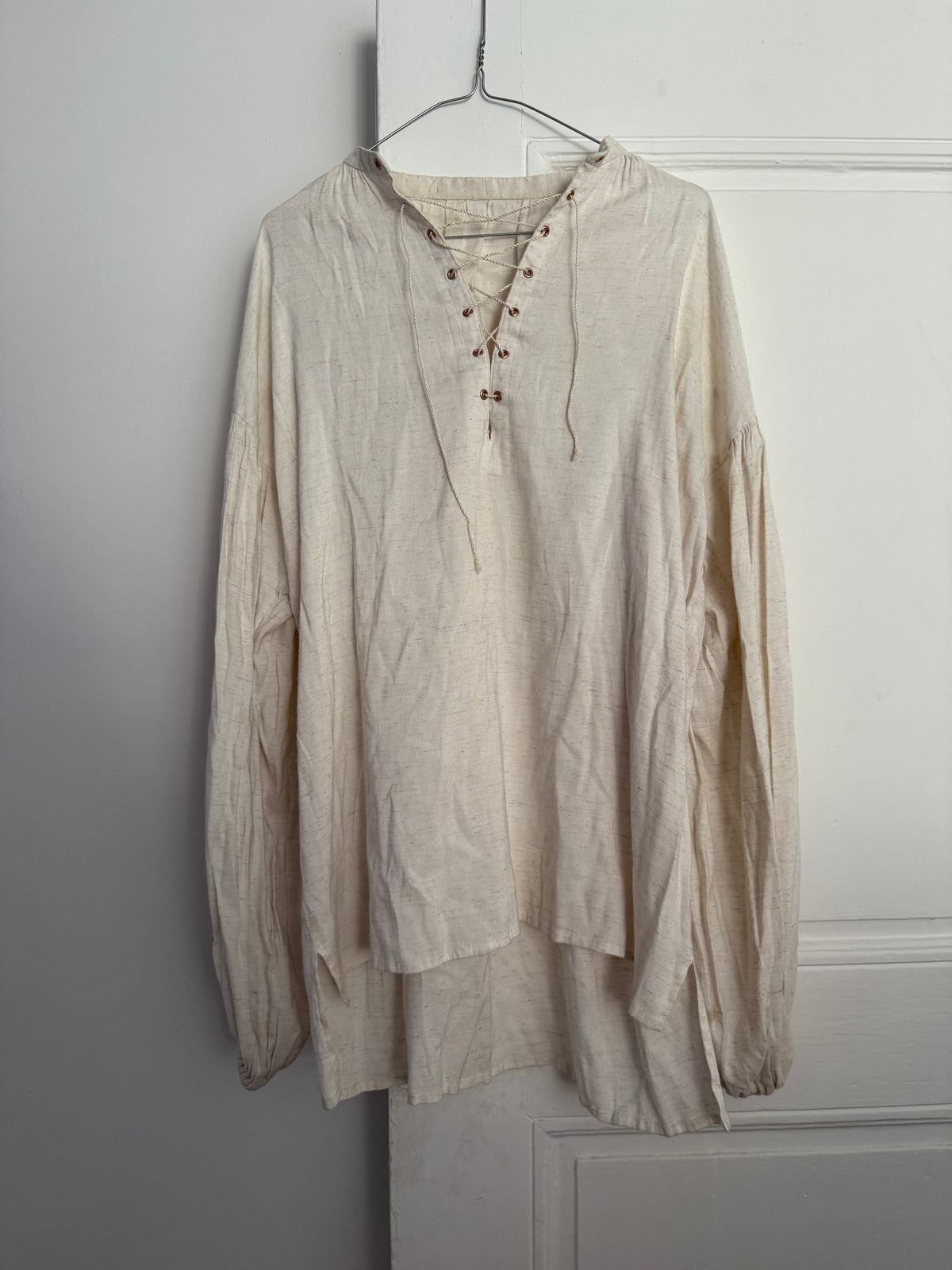 Vintage Ivory Sailor Lace-Up Linen Tunic Blouse/Dress
