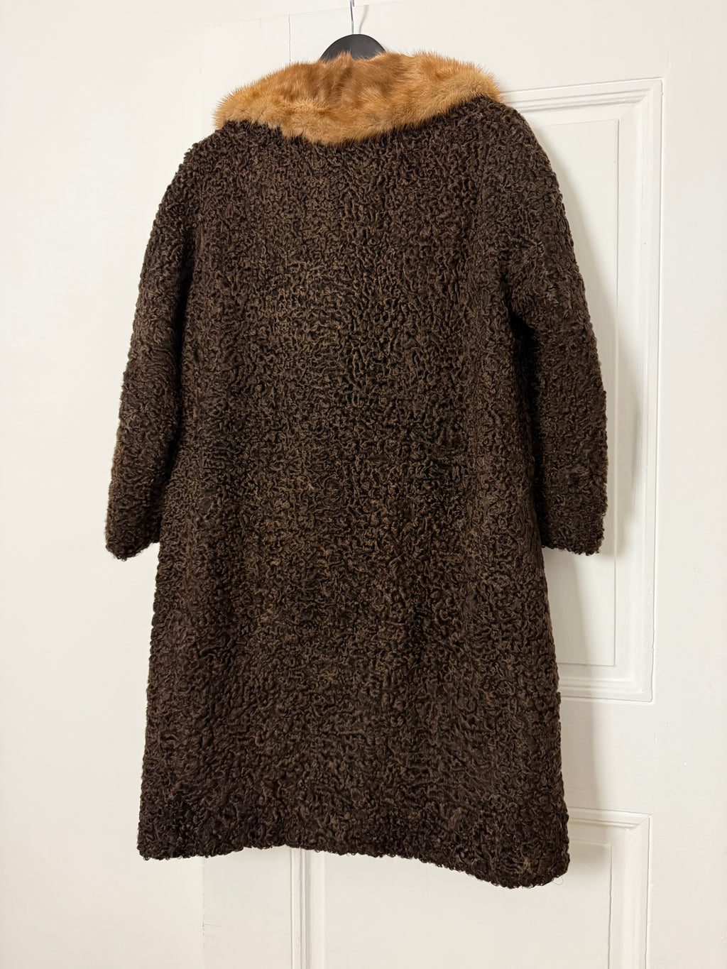 1950s Vintage Fur Coat in Deep Brown with Soft Contrast Collar